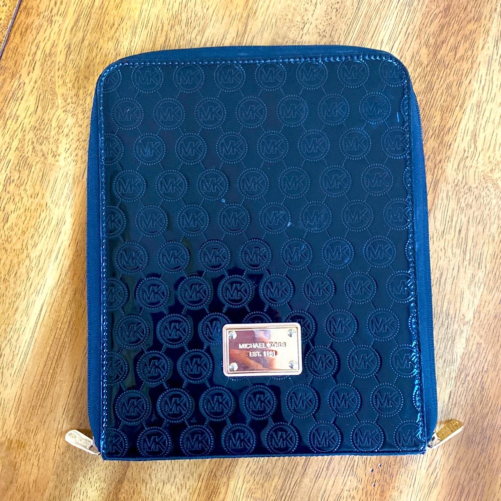 Michael Kors Black Patent Leather Cushioned iPad Case